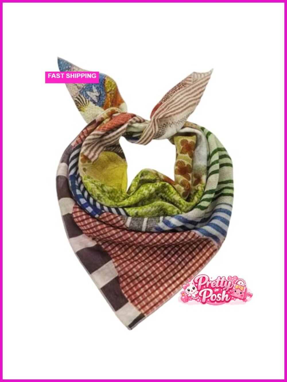 100% Cotton Bohemian Bandana Head Scarf Wrap 25x25
